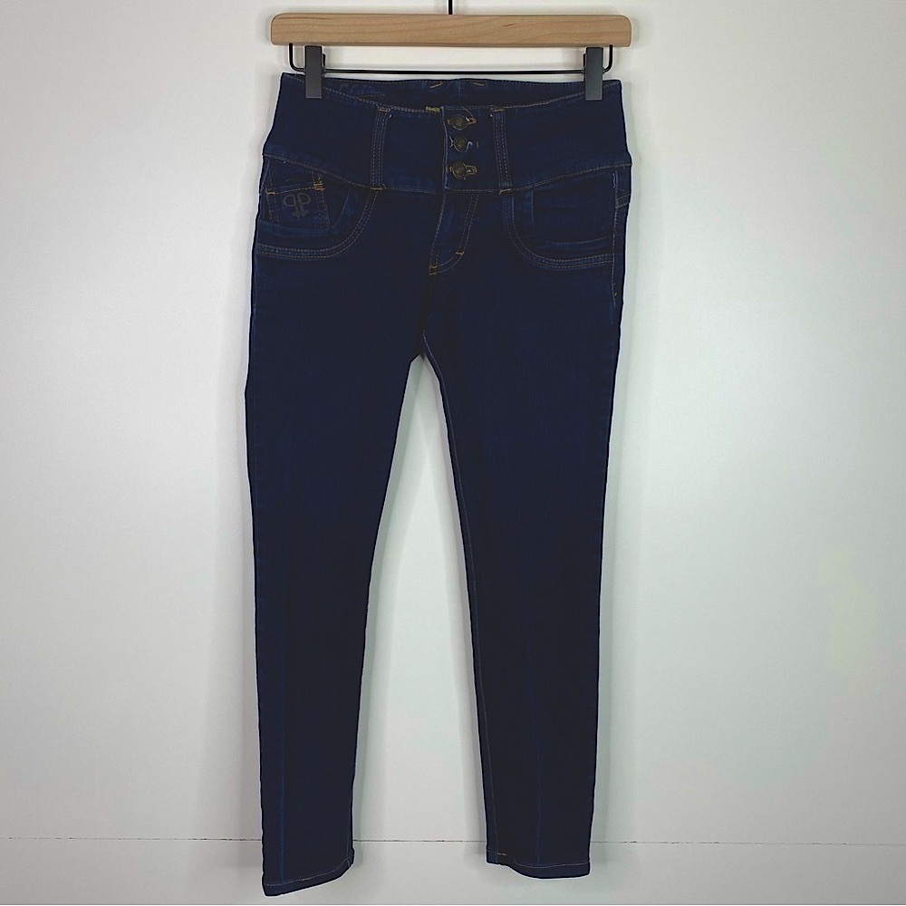 Pepe Jeans Dark Wash Low Rise Button Fly Y2K Style Stretch Skinny Jeans